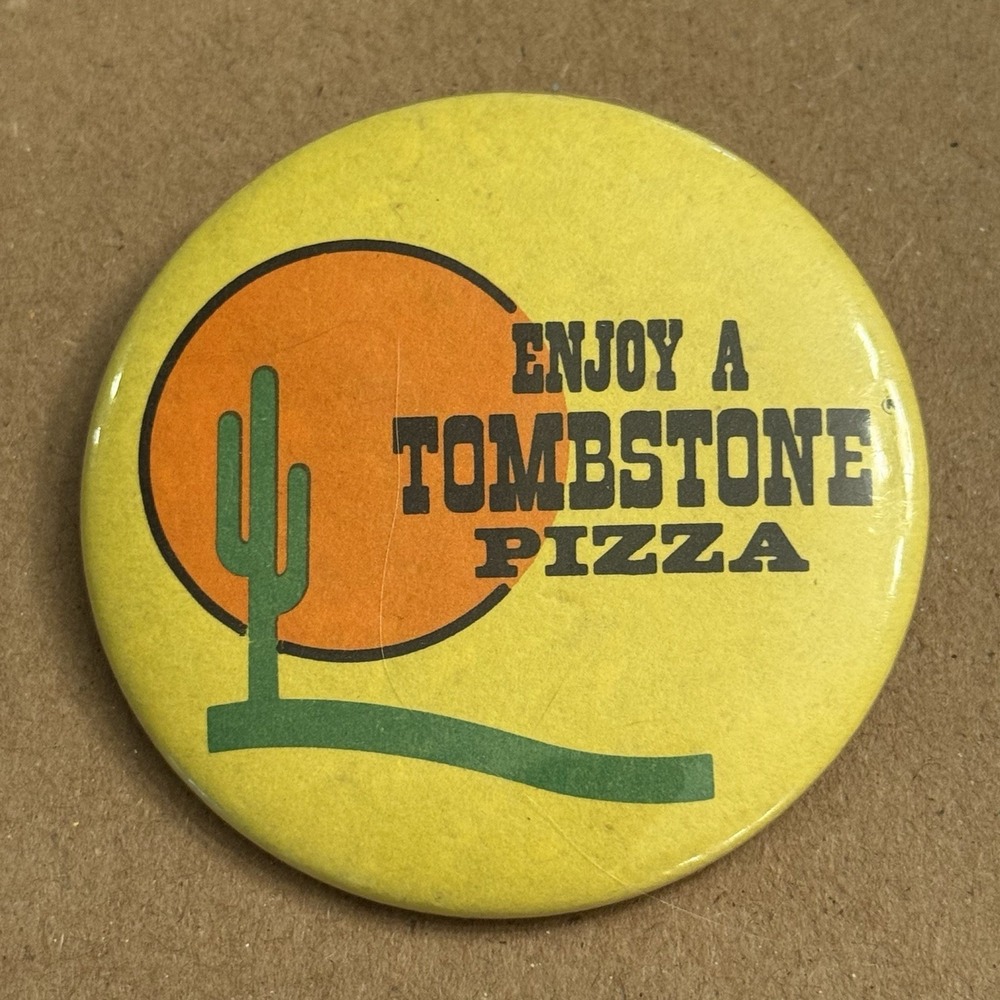 Enjoy A Tombstone Pizza Vintage Pinback Button Pin Round Circle